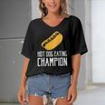 Hot Dog Eating Champion Fast Food Women's Bat Sleeves V-Neck Blouse