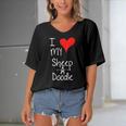 I Love My Sheepadoodle Cute Dog Owner Gift &8211 Graphic Women's Bat Sleeves V-Neck Blouse