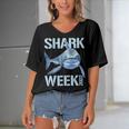 Mens Shark 2022 Week Passion Shark Lover Ocean Sea Womens Women's Bat Sleeves V-Neck Blouse