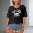 San Ramon California Ca Vintage Established Sports Design Women's Bat Sleeves V-Neck Blouse