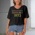 Vintage 1973 49Th Birthday Awesome Since July Retro Women's Bat Sleeves V-Neck Blouse