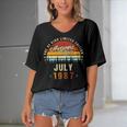 Vintage 35Th Birthday Awesome Since July 1987 Epic Legend Women's Bat Sleeves V-Neck Blouse