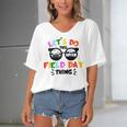 Field Day Thing Summer Kids Field Day 22 Teachers Colorful Women's Bat Sleeves V-Neck Blouse