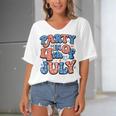 Party In The Usa Fourth Of July 4Th Of July Vintage Women's Bat Sleeves V-Neck Blouse