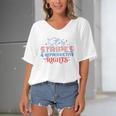 Stars Stripes Reproductive Rights Patriotic 4Th Of July 1973 Protect Roe Pro Choice Women's Bat Sleeves V-Neck Blouse