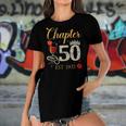 Chapter 50 Years Est 1972 50Th Birthday Red Rose Wine Crown Women's Short Sleeves T-shirt With Hem Split