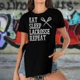 Eat Sleep Lacrosse Repeat Funny Lax Player Men Women Kids Women's Short Sleeves T-shirt With Hem Split