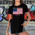 Womens Liberty And Justice For All Betsy Ross Flag American Pride Women's Short Sleeves T-shirt With Hem Split