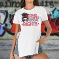 Messy Bun American Flag Pro Choice Star Stripes Equal Right V4 Women's Short Sleeves T-shirt With Hem Split