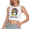 Dance Mom Messy Bun Hair Funny Mothers Day  Women's Sleeveless Bow Backless Hollow Crop Top