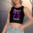 Blessed By God For 75 Years Old 75Th Birthday Crown Women's Crop Top Tank Top