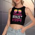 Girls Trip Girls Weekend Friends Beaches Booze & Besties V3 Women's Sleeveless Bow Backless Hollow Crop Top
