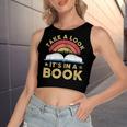 Take A Look Its In A Book Reading Vintage Retro Rainbow Women's Sleeveless Bow Backless Hollow Crop Top