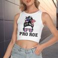 Pro 1973 Roe  Cute Messy Bun Mind Your Own Uterus  Women's Sleeveless Bow Backless Hollow Crop Top
