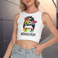 Dance Mom Messy Bun Hair Funny Mothers Day  Women's Sleeveless Bow Backless Hollow Crop Top
