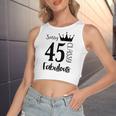 45 Year Old Sassy Classy Fabulous Funny Women 45Th Birthday Women's Sleeveless Bow Backless Hollow Crop Top