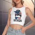 Keep Your Laws Off My Body My Choice Pro Choice Messy Bun Women's Sleeveless Bow Backless Hollow Crop Top