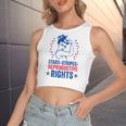 Patriotic 4Th Of July Stars Stripes Reproductive Right Women's Sleeveless Bow Backless Hollow Crop Top