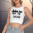 Pray For Chicago Encouragement Distressed Women's Sleeveless Bow Backless Hollow Crop Top
