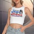She Loves Jesus And America Too 4Th Of July Proud Christians Women's Sleeveless Bow Backless Hollow Crop Top