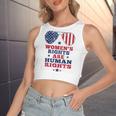 Womens Rights Are Human Rights American Flag 4Th Of July Women's Sleeveless Bow Backless Hollow Crop Top
