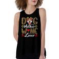 Dog Mother Wine Lover Shirt Dog Mom Wine Mothers Day Gifts Women's Loose Fit Open Back Split Tank Top