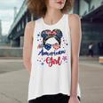 All American Girls 4Th Of July Daughter Messy Bun Usa V7 Women's Loose Fit Open Back Split Tank Top