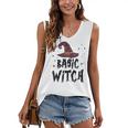 Basic Witch Women Halloween Distressed Witch Hat Women's Vneck Tank Top