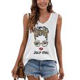 Womens Born In July Birthday Gift Leopard July Girl Women's V-neck Casual Sleeveless Tank Top