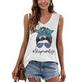 Womens Stepmom Life Leopard Tie Dye Messy Bun Mothers Day Women Women's V-neck Casual Sleeveless Tank Top