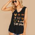Retro Fall Vibes Pumpkin Turkey Halloween Fall Thanksgiving Women's V-neck Casual Sleeveless Tank Top