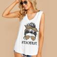Classy Teacher Life Messy Hair Bun Leopard Women Mothers Day Women's V-neck Casual Sleeveless Tank Top