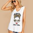 Womens Born In July Birthday Gift Leopard July Girl Women's V-neck Casual Sleeveless Tank Top