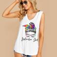 Womens September Girl Wink Eye Woman Face Was Born In September Women's V-neck Casual Sleeveless Tank Top
