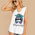 Womens Stepmom Life Leopard Tie Dye Messy Bun Mothers Day Women Women's V-neck Casual Sleeveless Tank Top