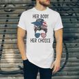 Her Body Her Choice Messy Bun Us Flag Feminist Pro Choice Unisex Jersey Short Sleeve Crewneck Tshirt