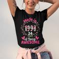 24 Years Old 24Th Birthday Born In 1998 Women Girls Floral Unisex Jersey Short Sleeve Crewneck Tshirt