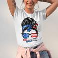 All American Girl 4Th Of July Daughter Messy Bun Usa Unisex Jersey Short Sleeve Crewneck Tshirt