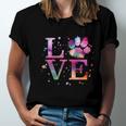 Love Dog Paw Print Colorful National Animal Shelter Week Gift Unisex Jersey Short Sleeve Crewneck Tshirt