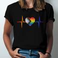 Lovely Lgbt Gay Pride Heartbeat Lesbian Gays Love Vintage Gift Unisex Jersey Short Sleeve Crewneck Tshirt