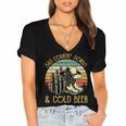 Cowboy Boots Hat Sad Country Songs & Cold Beer Music Lover Women's Jersey Short Sleeve Deep V-Neck Tshirt Cowboy Boots Hat Sad Country Songs & Cold Beer Music Lover Women's Jersey Short Sleeve Deep V-Neck Tshirt
