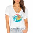 Ocean Wave Sunset  Happiness Comes In Waves Summer Gift Women's Jersey Short Sleeve Deep V-Neck Tshirt
