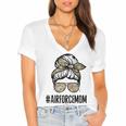 Air Force Mom Messy Bun Sunglasses Military Mom Mothers Day Women's Jersey Short Sleeve Deep V-Neck Tshirt