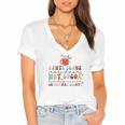 Retro Christmas Santa Claus Hot Cocoa Holiday Christmas Lights Women's Jersey Short Sleeve Deep V-Neck Tshirt