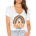 Scary Halloween Pacu Nurse Rainbow Post Anesthesia Care Unit Women's Jersey Short Sleeve Deep V-Neck Tshirt