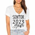 Senior Mom 2023 Cute Heart Marching Band Parent Class 2023 Women's Jersey Short Sleeve Deep V-Neck Tshirt