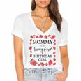 Womens Mommy Of The Berry First Birthday Girl Sweet One Strawberry Women's Jersey Short Sleeve Deep V-Neck Tshirt