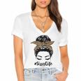 Womens Mothers Day Funny Sissy Life Messy Bun Leopard Mommy Grandma Women's Jersey Short Sleeve Deep V-Neck Tshirt Womens Mothers Day Funny Sissy Life Messy Bun Leopard Mommy Grandma Women's Jersey Short Sleeve Deep V-Neck Tshirt