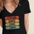 18Th Birthday Legend Since June 2004 18 Years Old Vintage Women's Jersey Short Sleeve Deep V-Neck Tshirt
