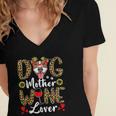 Dog Mother Wine Lover Shirt Dog Mom Wine Mothers Day Gifts Women's Jersey Short Sleeve Deep V-Neck Tshirt